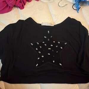 Black Stud Star Crop Top